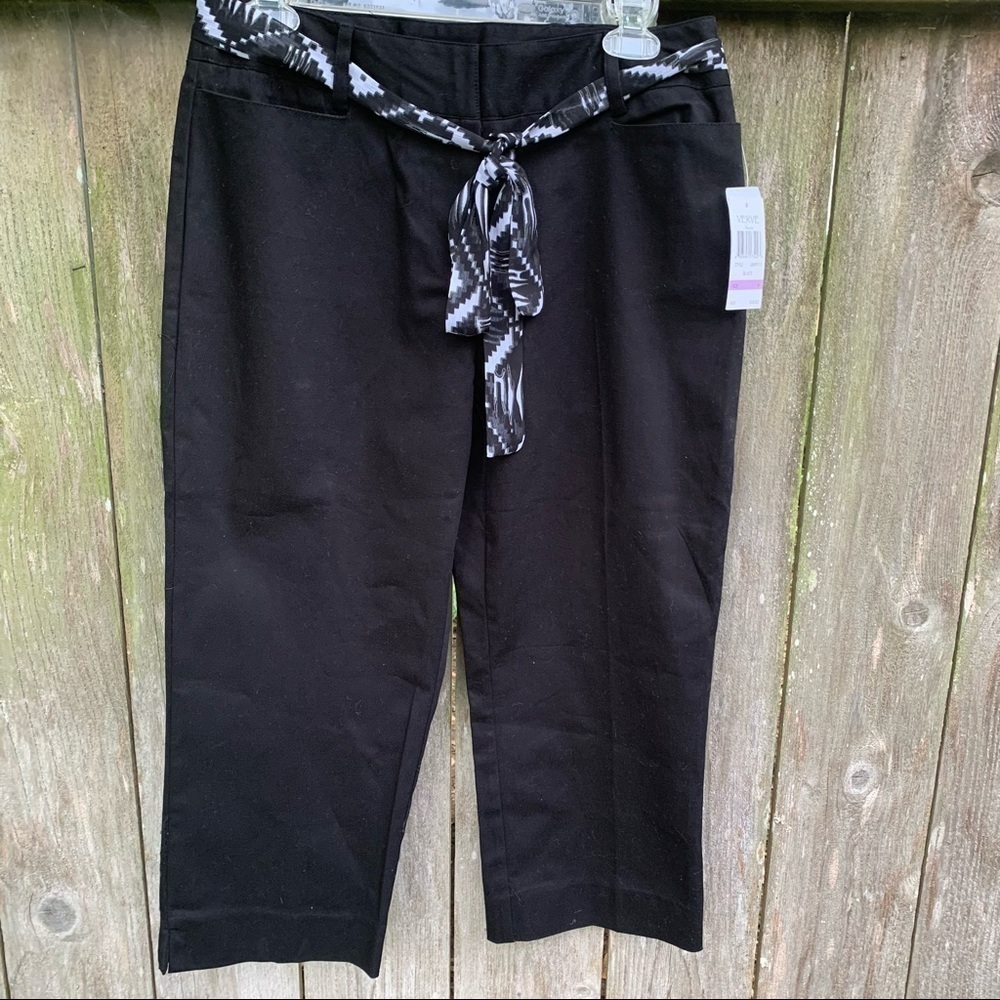 VERVE Black Cotton Blend Capris